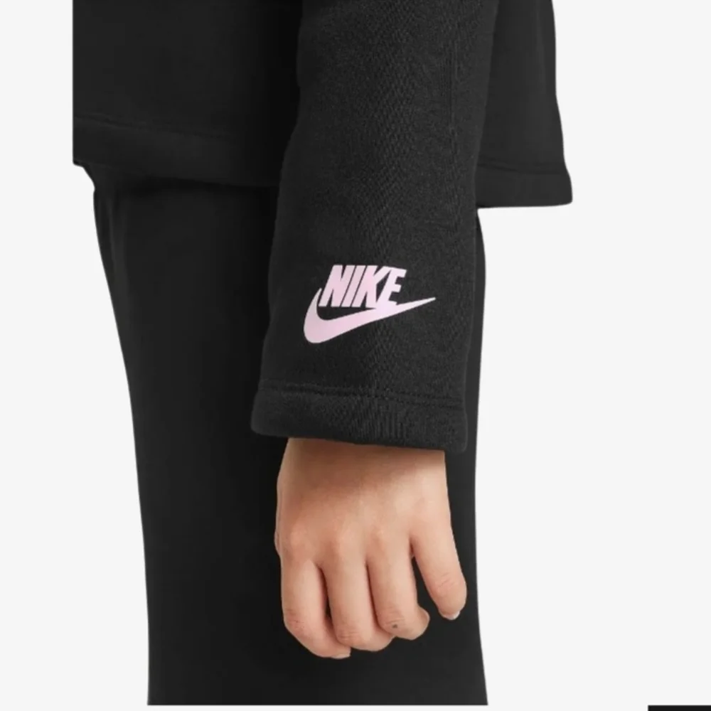 SALE Nike Kids Black Hoodie with Pink and Red Floral Accents